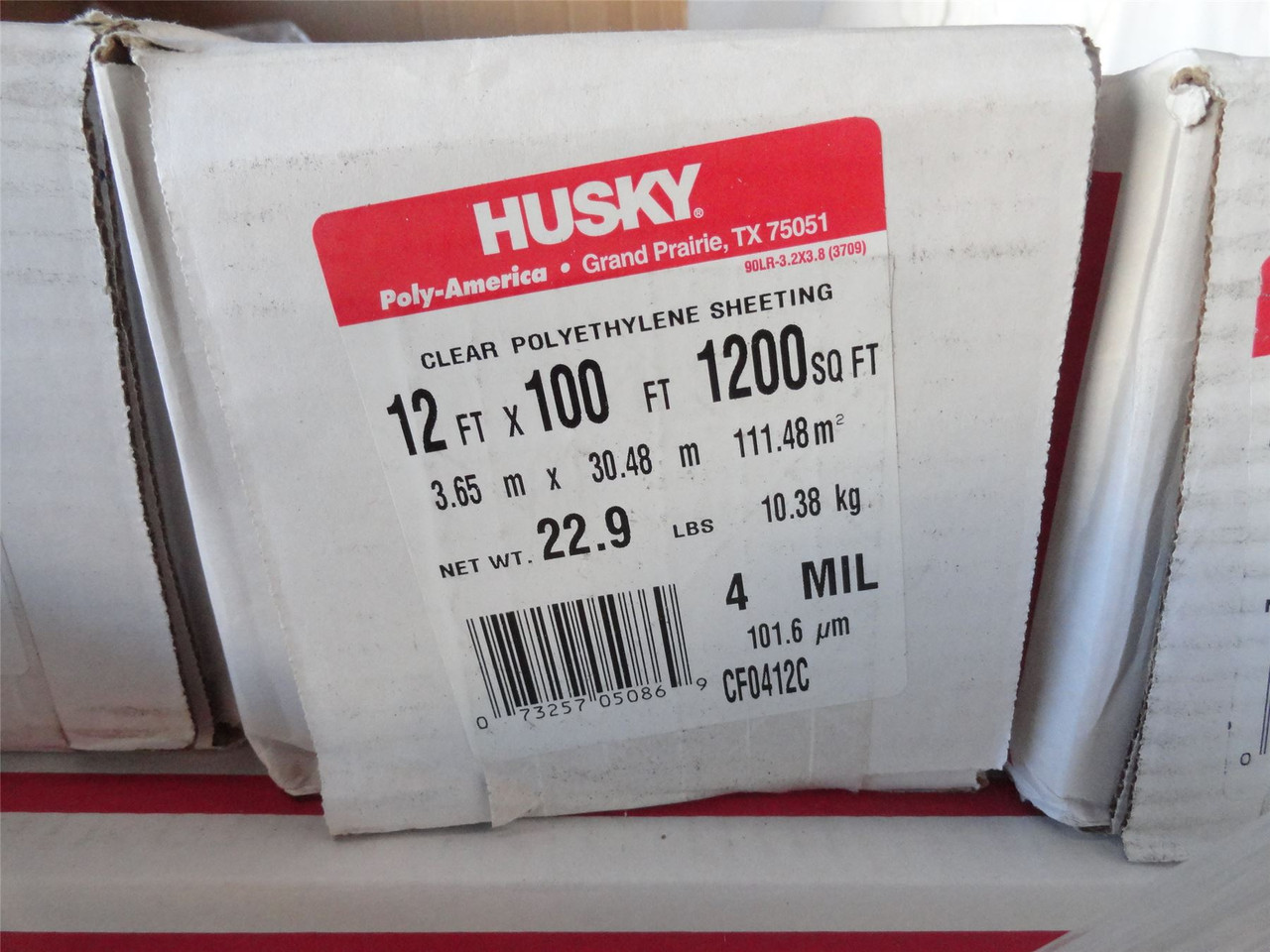 Husky CF0412C-pallet; Lot-56 Clear Sheeting 12' x 100' 4mil