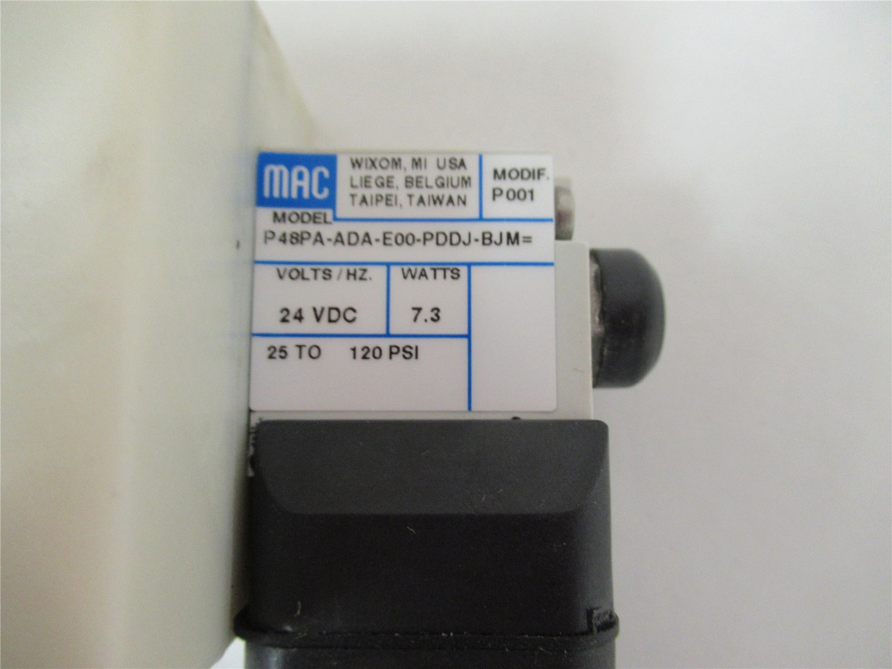 MAC P48PA-ACA-K00-PDAJ-BJAA; Solenoid Valve 24 VDC 7.3 Watts