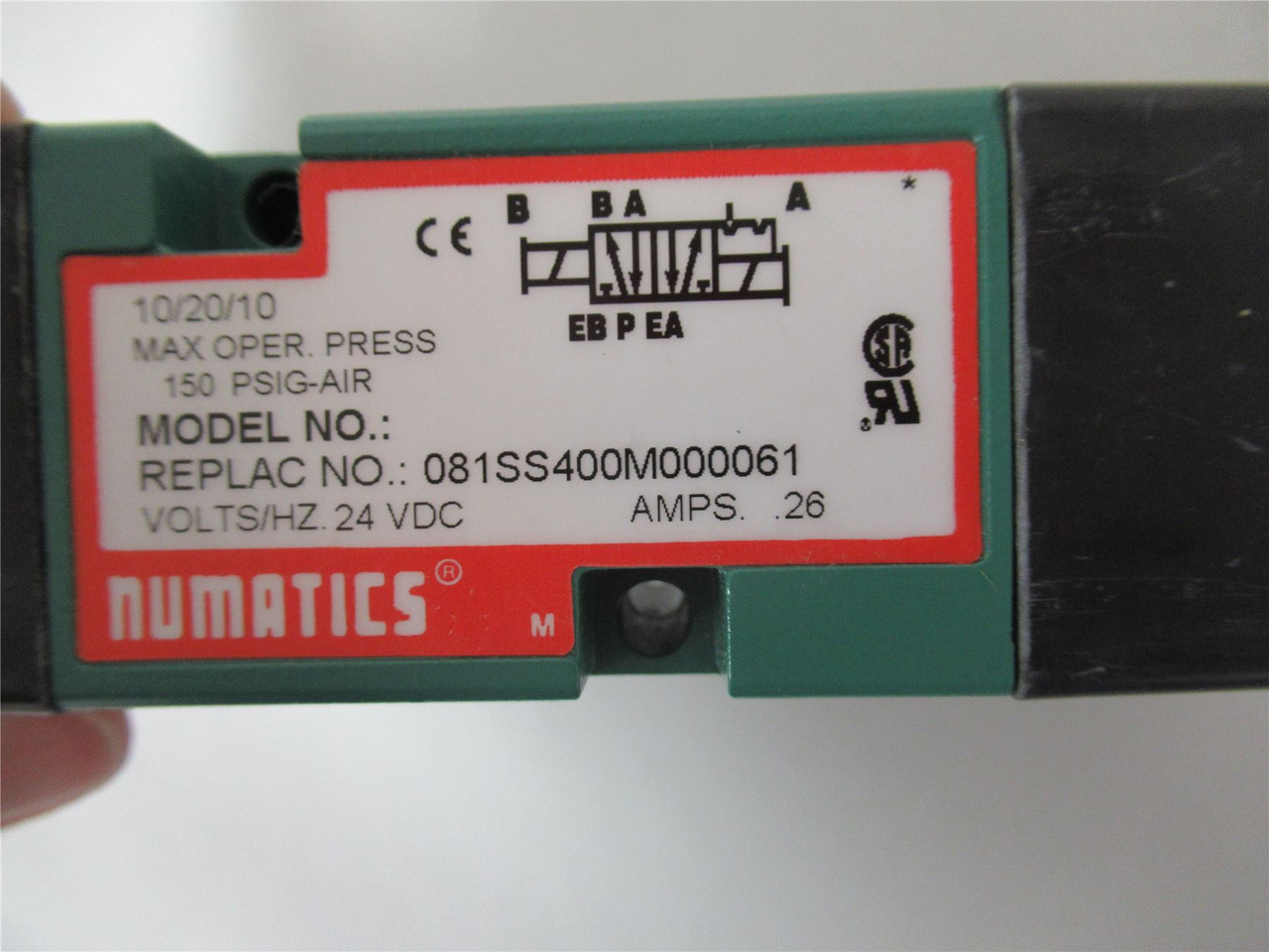 Numatics 081SS400M000061; Pneumatic Cylider 24VDC 1/8" Ports