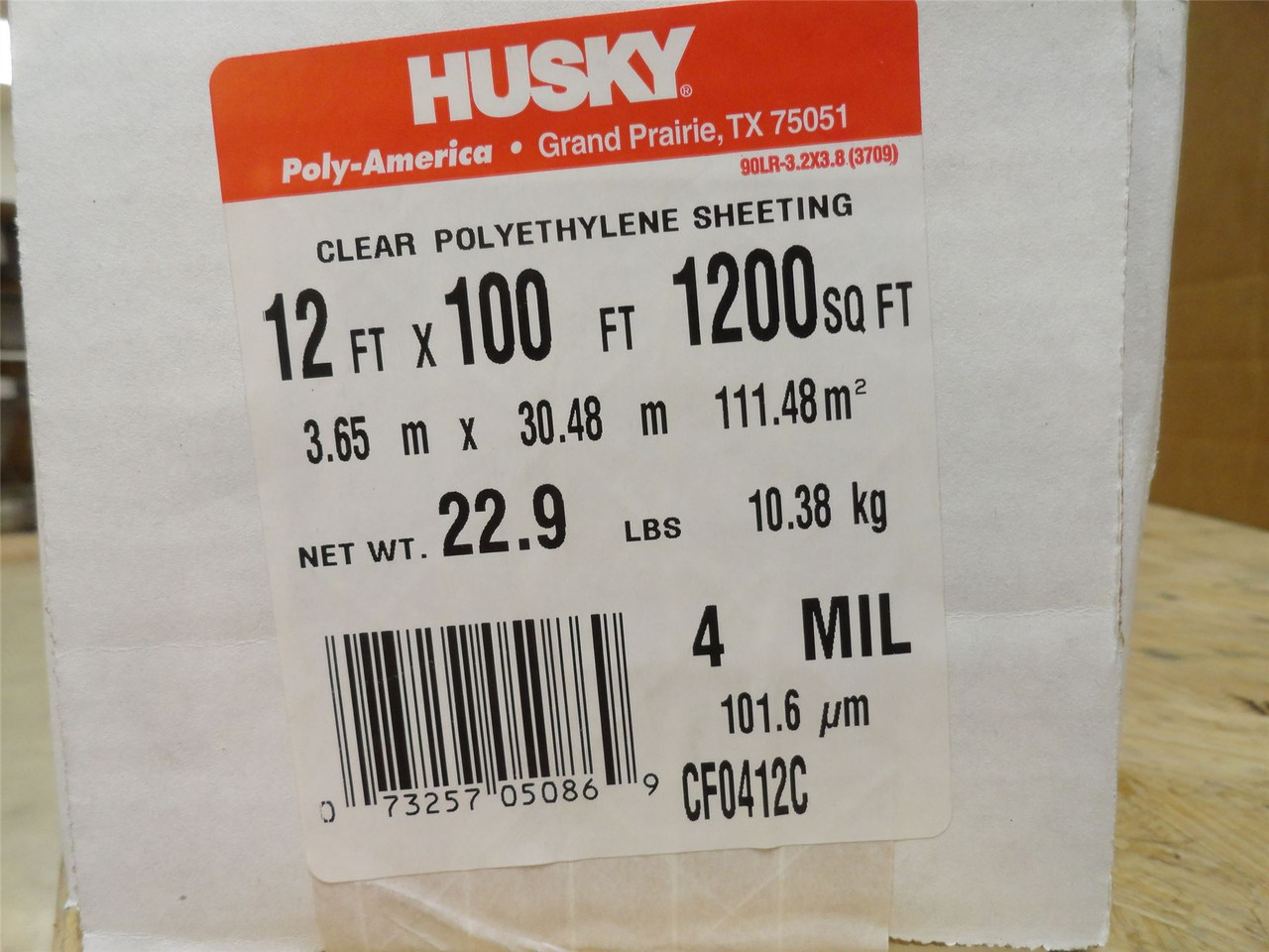 Husky CF0412C; Clear Polyethelene Sheeting; 12' x 100' 4mil