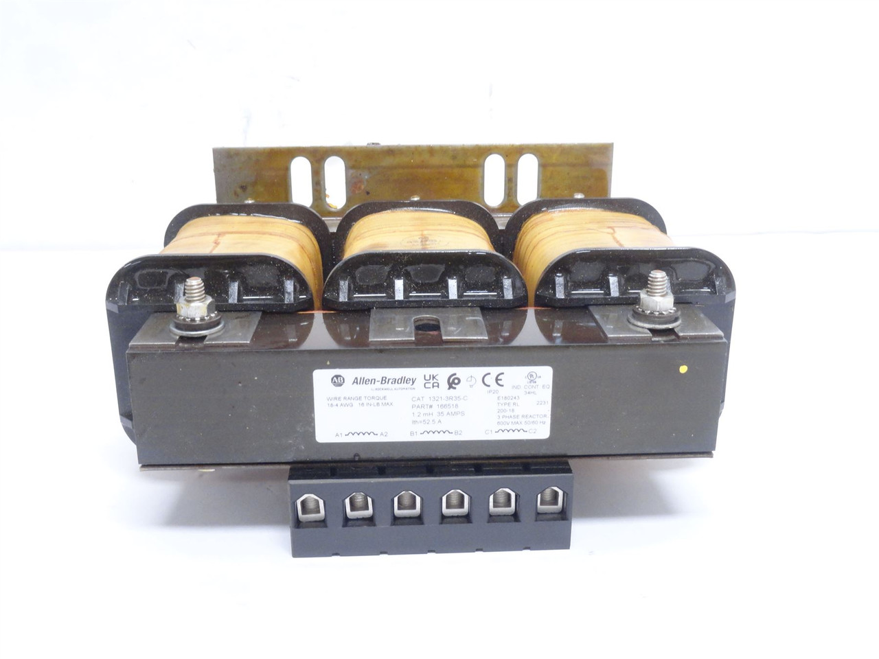 Allen-Bradley 1321-3R35-C; Line Reactor 35A; 3PH; 600V; 1.2mH