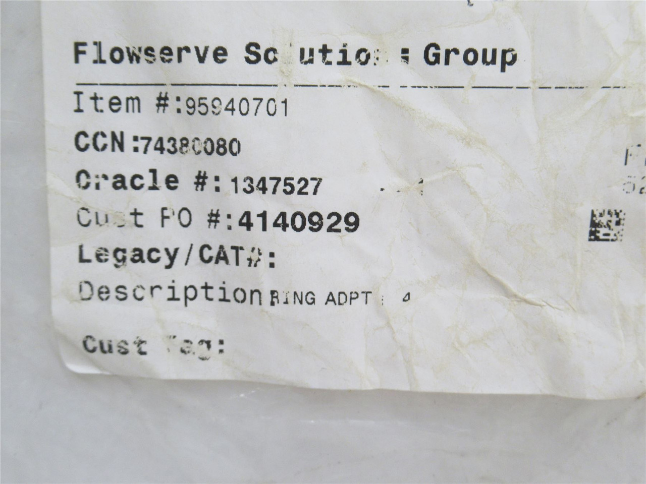 Flowserve 95940701; Bearing Adaptor Ring; Size: 4"