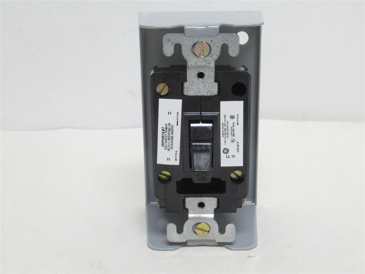 GE CR101Y1; Manual Starter Toggle Switch 1PH; 16A; 115/230VAC