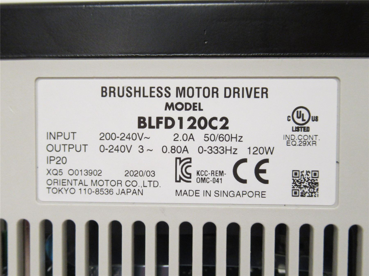 Oriental Motor BLF5120C-50; DC Motor Control System; 1/6HP