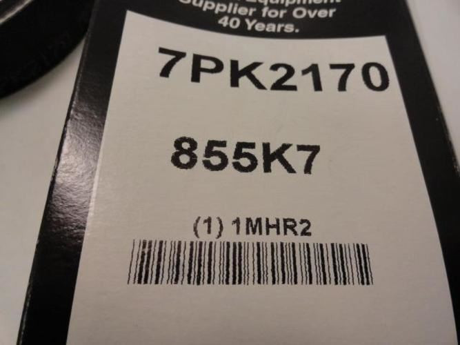 Bando 7PK2170; Serpentine Belt 855K7; 7-ribs 85.5"L; 1MHR2