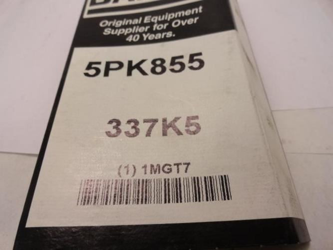 Bando 5PK855; Serpentine Belt 337K5; 5-ribs 33.7"L; 1MGT7
