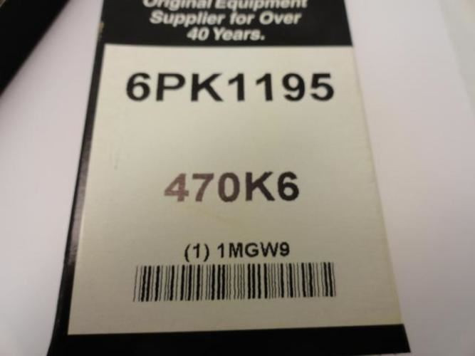 Bando 6PK1195; Serpentine Belt 470K6; 6-ribs 47.0"L; 1MGW9