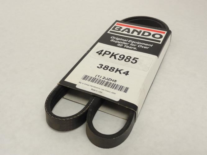 Bando 4PK985; Serpentine Belt 388K4; 4-ribs 38.8"L; 2JZH5