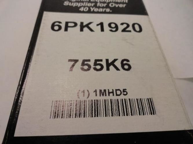Bando 6PK1920; Serpentine Belt 755K6; 6-ribs 75.5"L; 1MHD5
