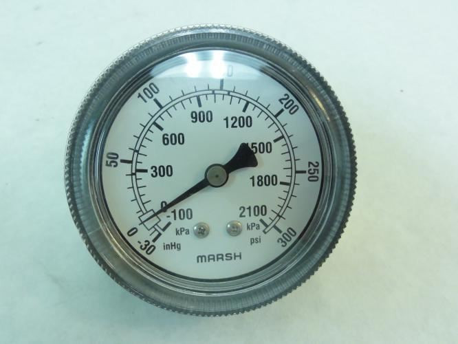Marsh J6224; Vacuum Gauge; 2.5" Size; 30" Hg VAC to 300 PSI
