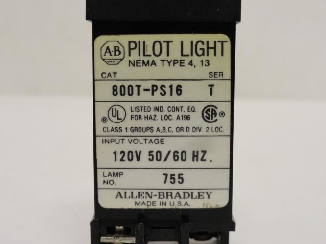 Allen-Bradley 800T-PS16; Pilot Light; 120VAC; NEMA 4/13