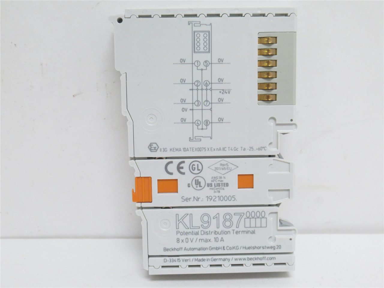 Beckhoff KL9187; Potential Distribution Terminal 8 x 0 VDC
