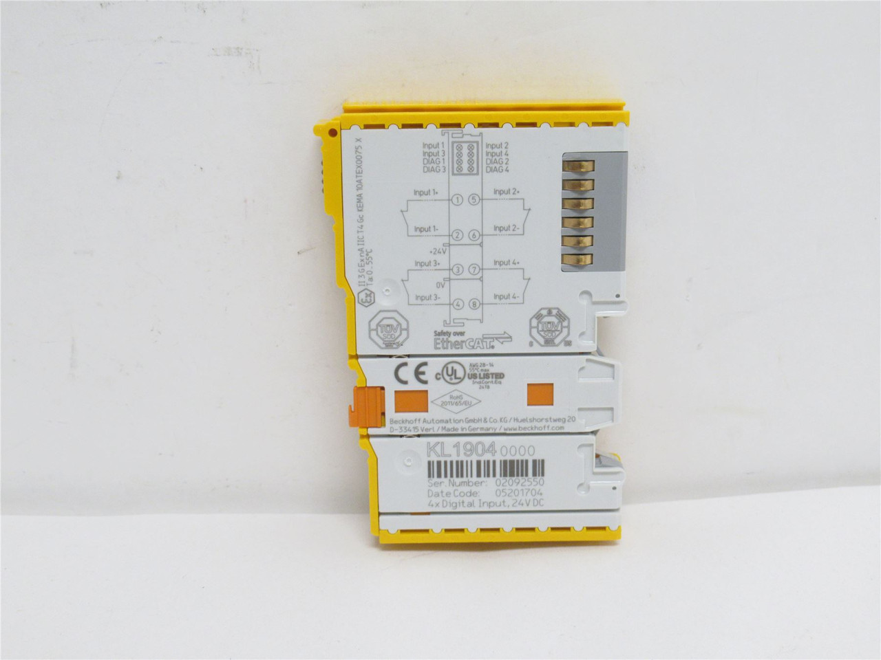 Beckhoff KL1904; Input Terminal; 24VDC; 4-Channel