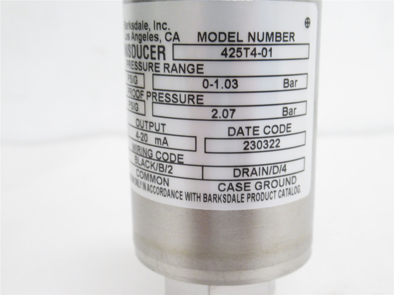 Barksdale 425T4-01; Amplified Transducer; 0-15PSI; 12-30VDC