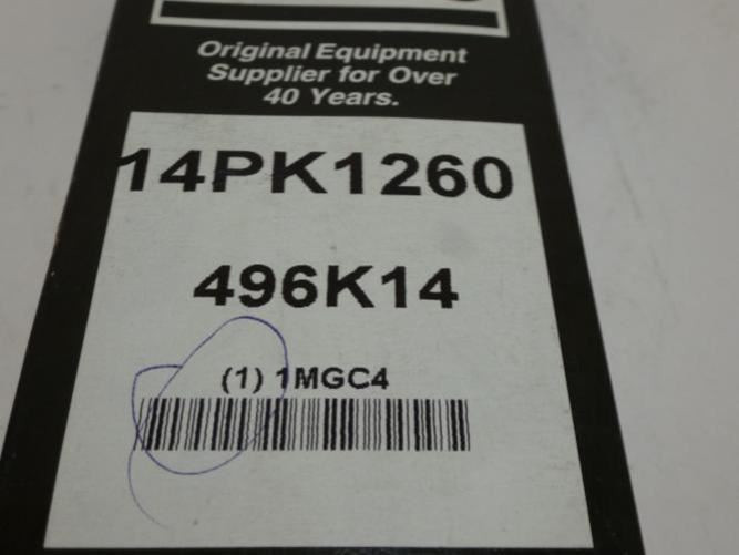 Bando 496K14; Serpentine Belt; 14PK1260