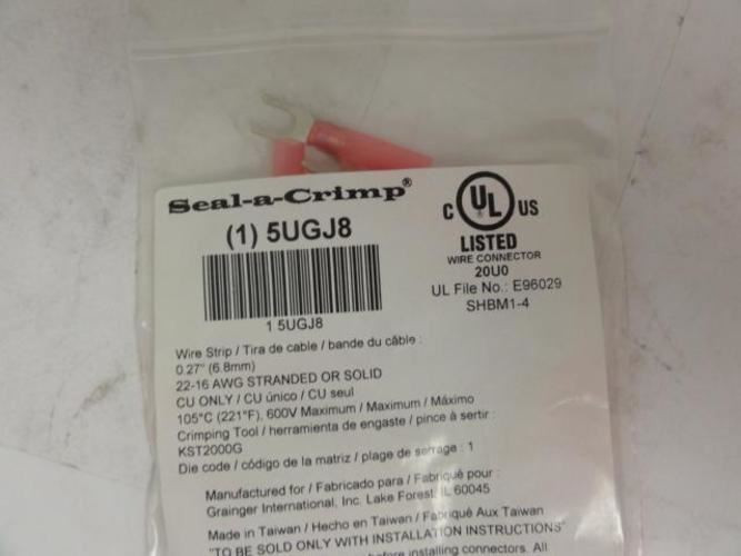 Power First 5UGJ8;  Fork Terminal; Red; 22 to 16 AWG; PK25