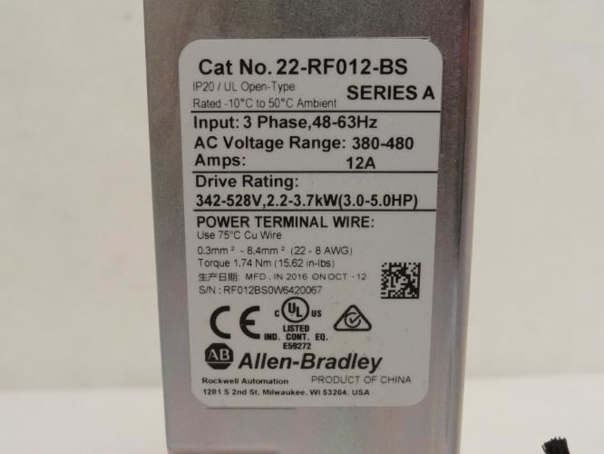 Allen-Bradley 22-RF012-BS; EMC S Type Line Filter; 380-480VAC
