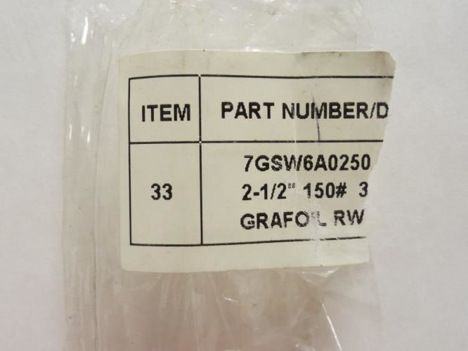 FNW 7GSW6A0250; Spiral Wound Gasket; 2-1/2" 150# ; 316L SS