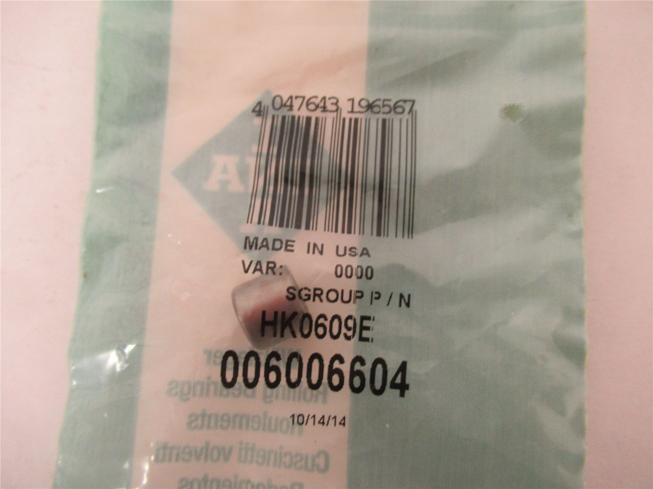 INA HK0609E; Needle Roller Bearing 6 mmID 10 mmOD 9 mm W