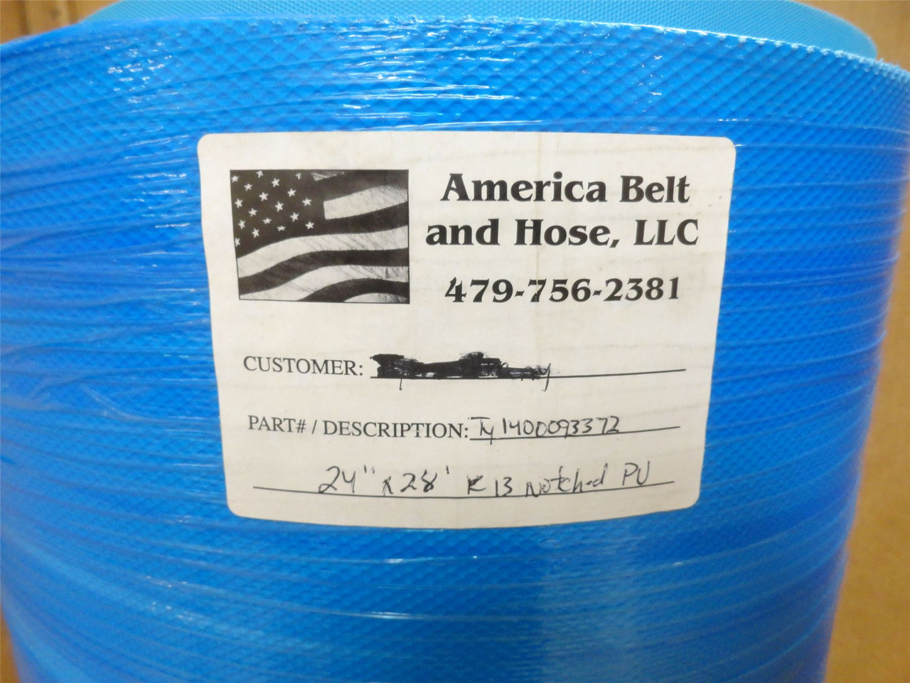 America Belt 280562122; Blue Rubber Belt; 24" Wide x 28' Long