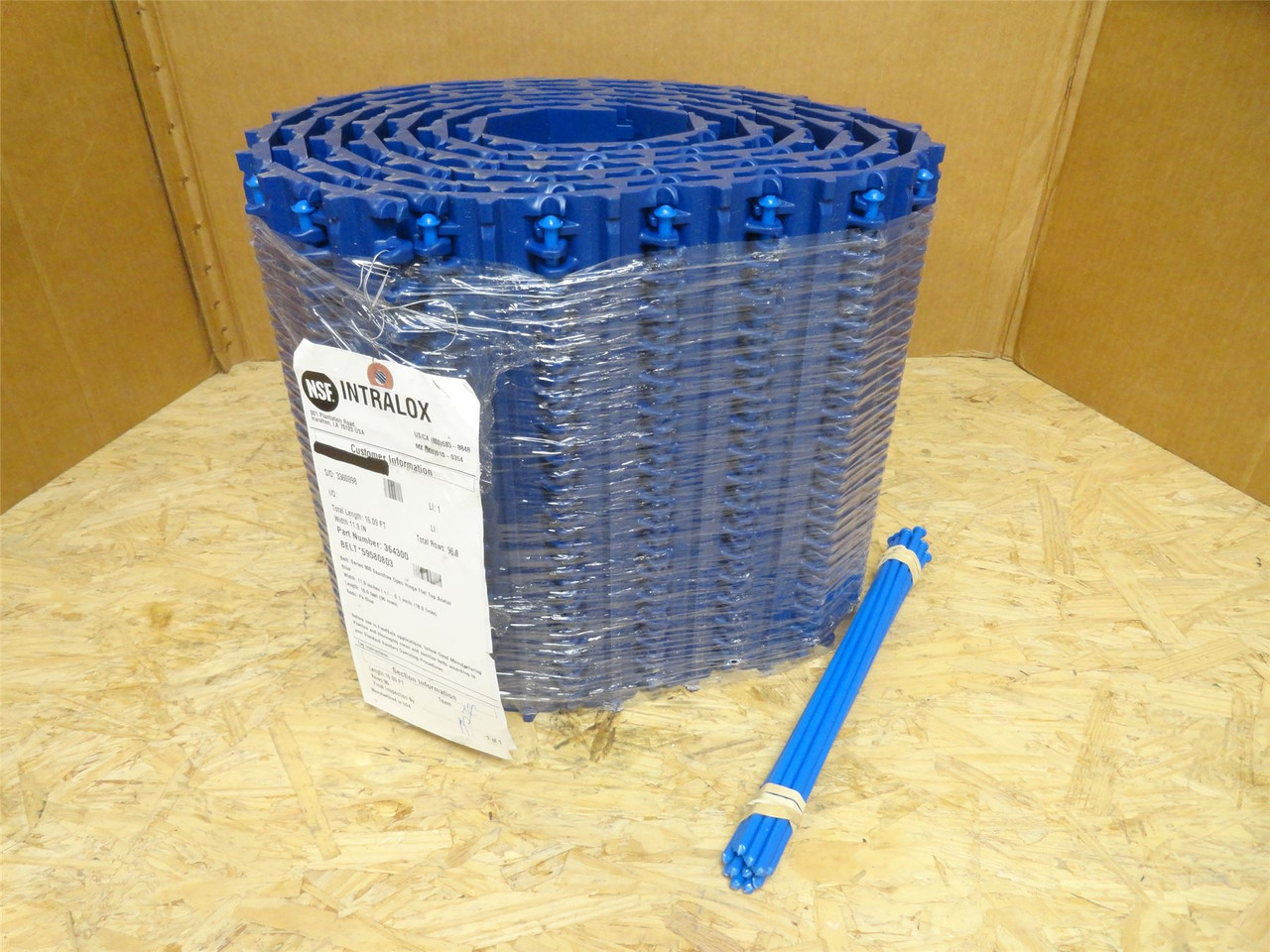 Intralox S800-12-16; Open Hinge Flat Top Belt; 11.9"W x 16ftL