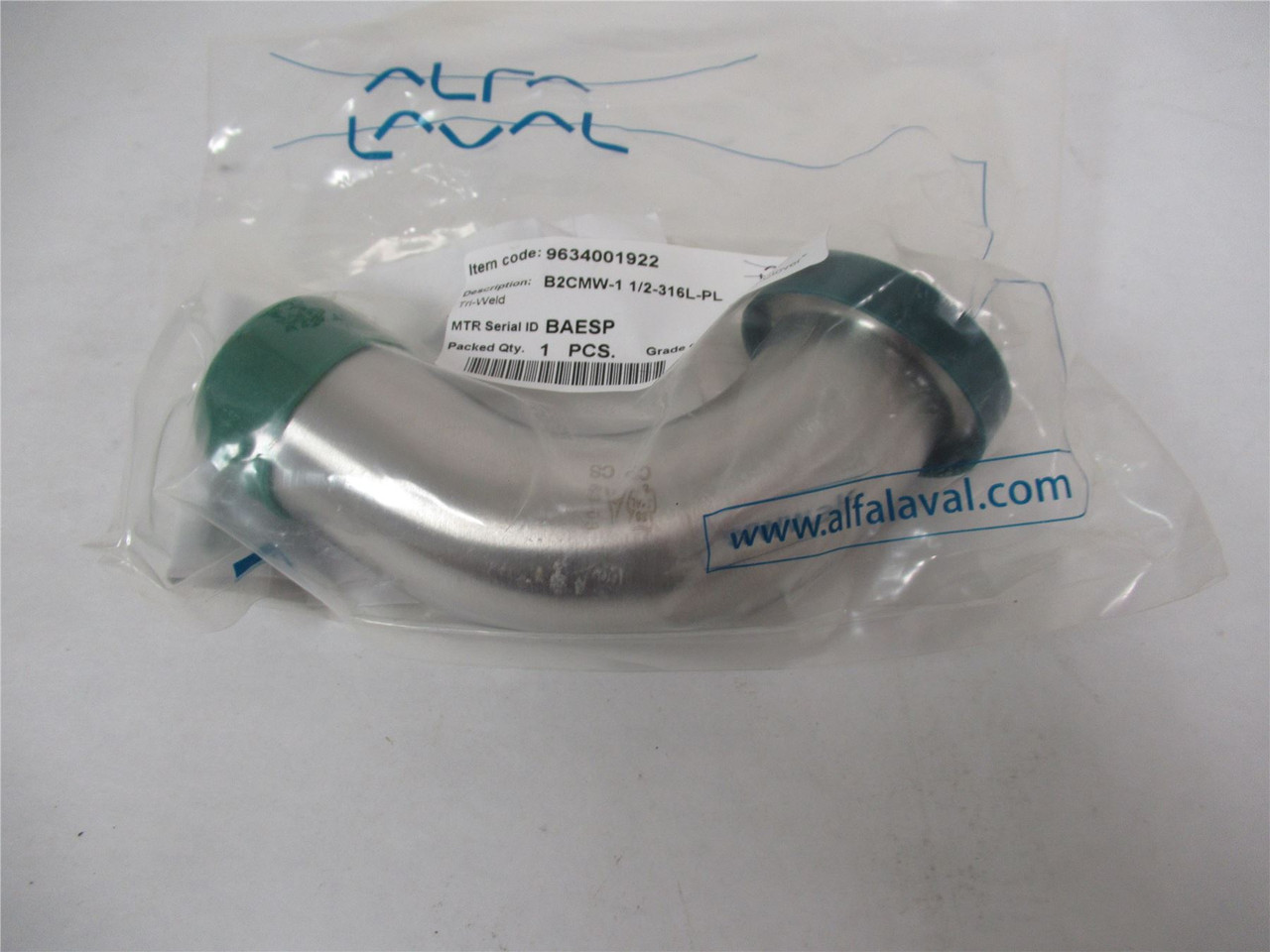 Alfa Laval 9634001922; Elbow 90 Degree 1.5" TriClamp x Weld
