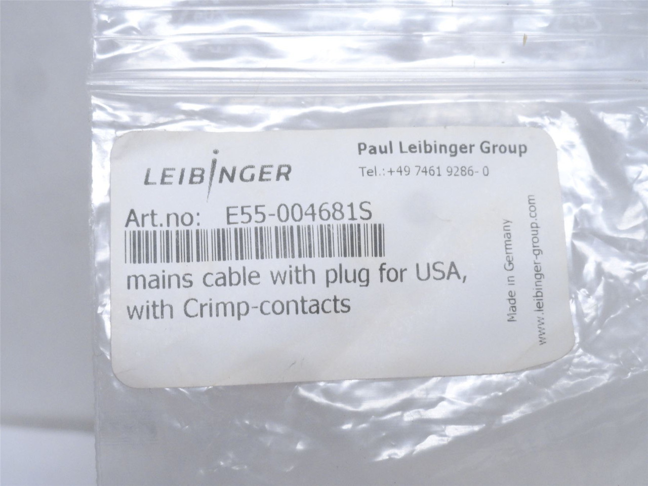 Leibinger E55-0046815; Main Power Cable ;Plug Body Kit