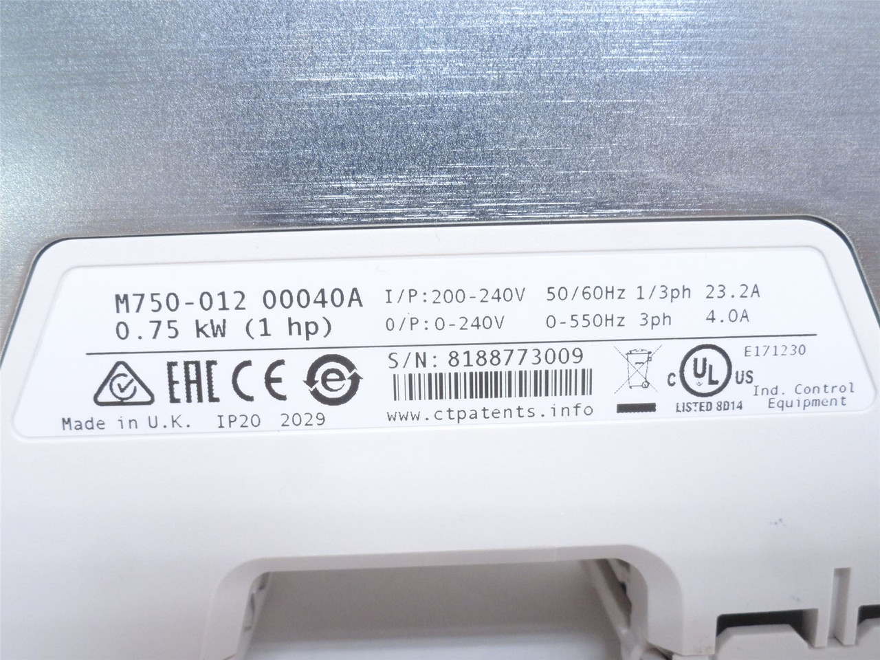 Nidec M750-01200040A; Servo-Motor Controller; 200-240VAC; 1HP