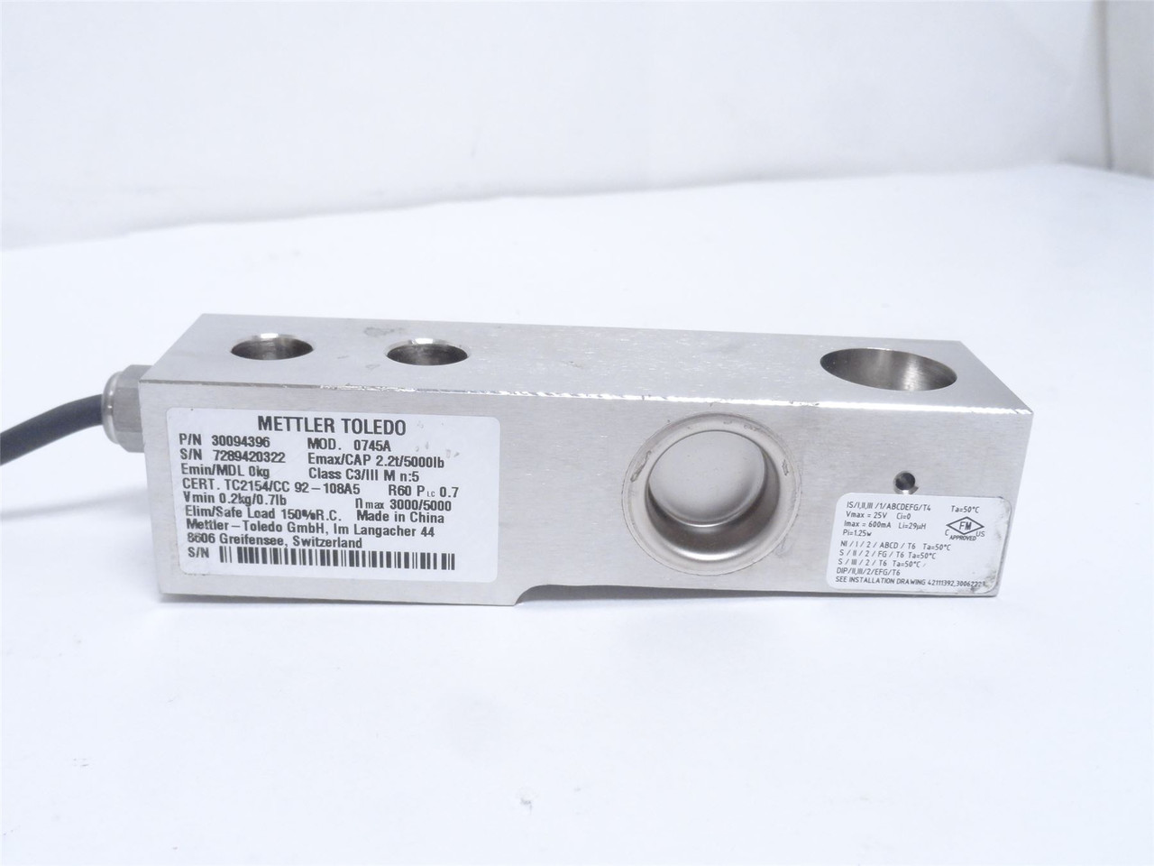 Mettler-Toledo 0745A-30094396; Load Cell 2.2t/5000LBS