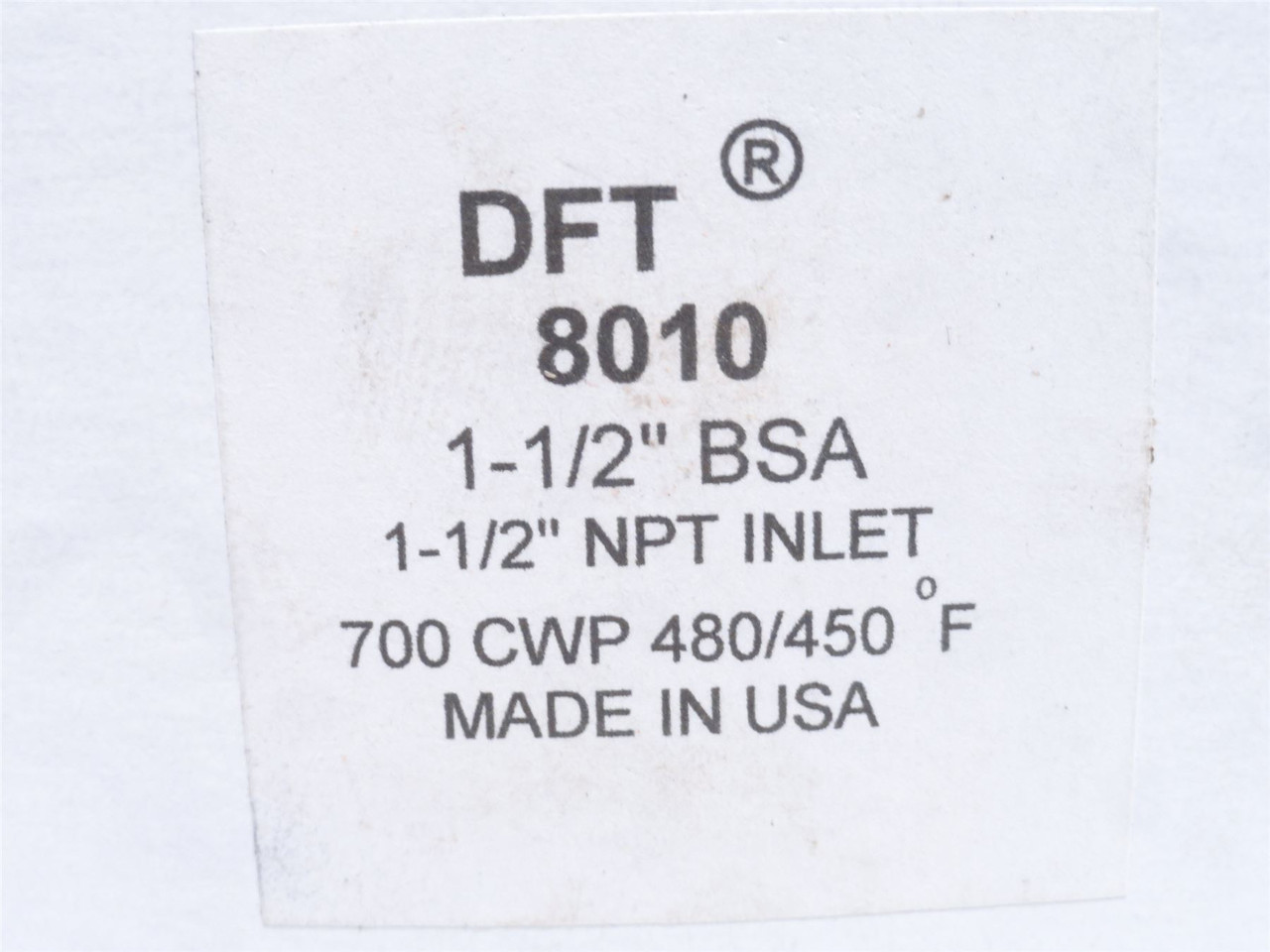 DFT 8010; In-Line Threaded Check Valve; 1-1/2NPT; 1-1/2" BSA