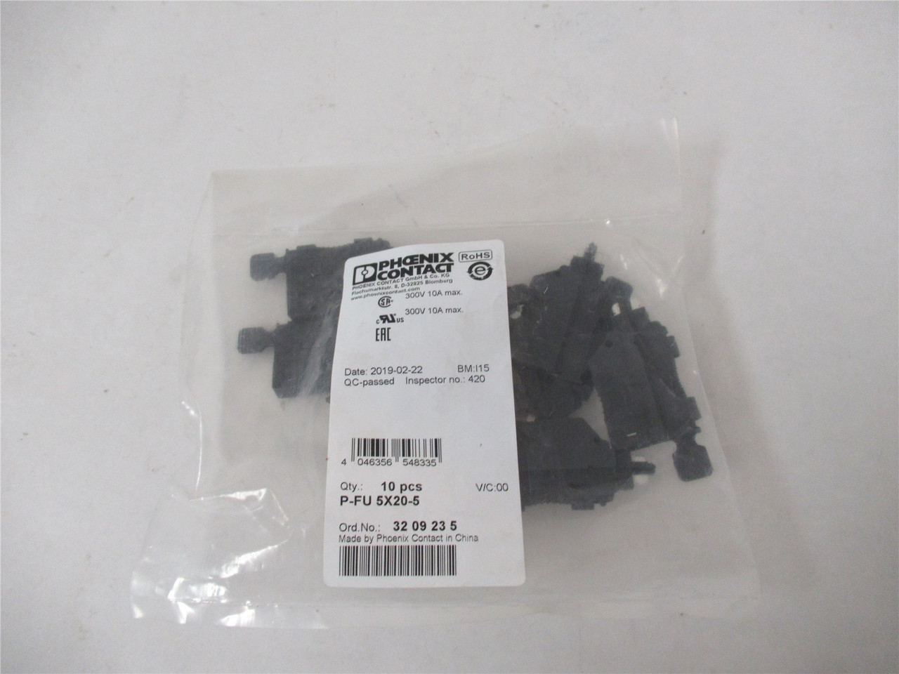 Phoenix Contact P-FU 5x20-5; Lot-10 Fuse Plug   400 V 6.3 A