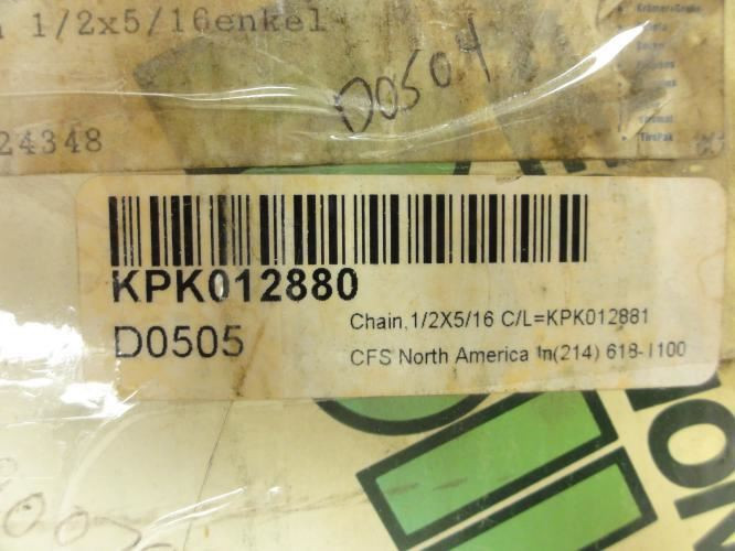 Tyco KPK012881; Roller Chain; 1/2" Pitch