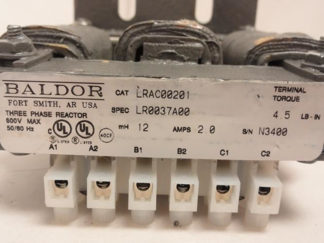 Baldor LRAC00201; Line Reactor; 3PH; 600VAC; 2 Amp