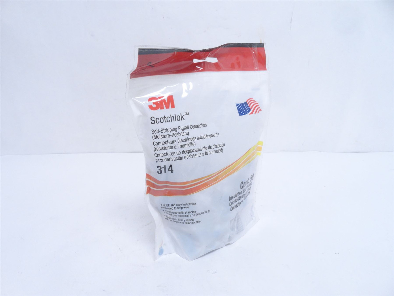 3M 314-BOX; Bag-50 Self-Stripping Pigtail Connectors 14-22AWG