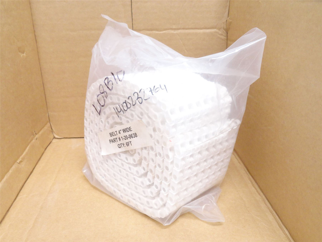 Waldrup 1-20-0638; White Plastic Belt; 4" Wide x 6' Long