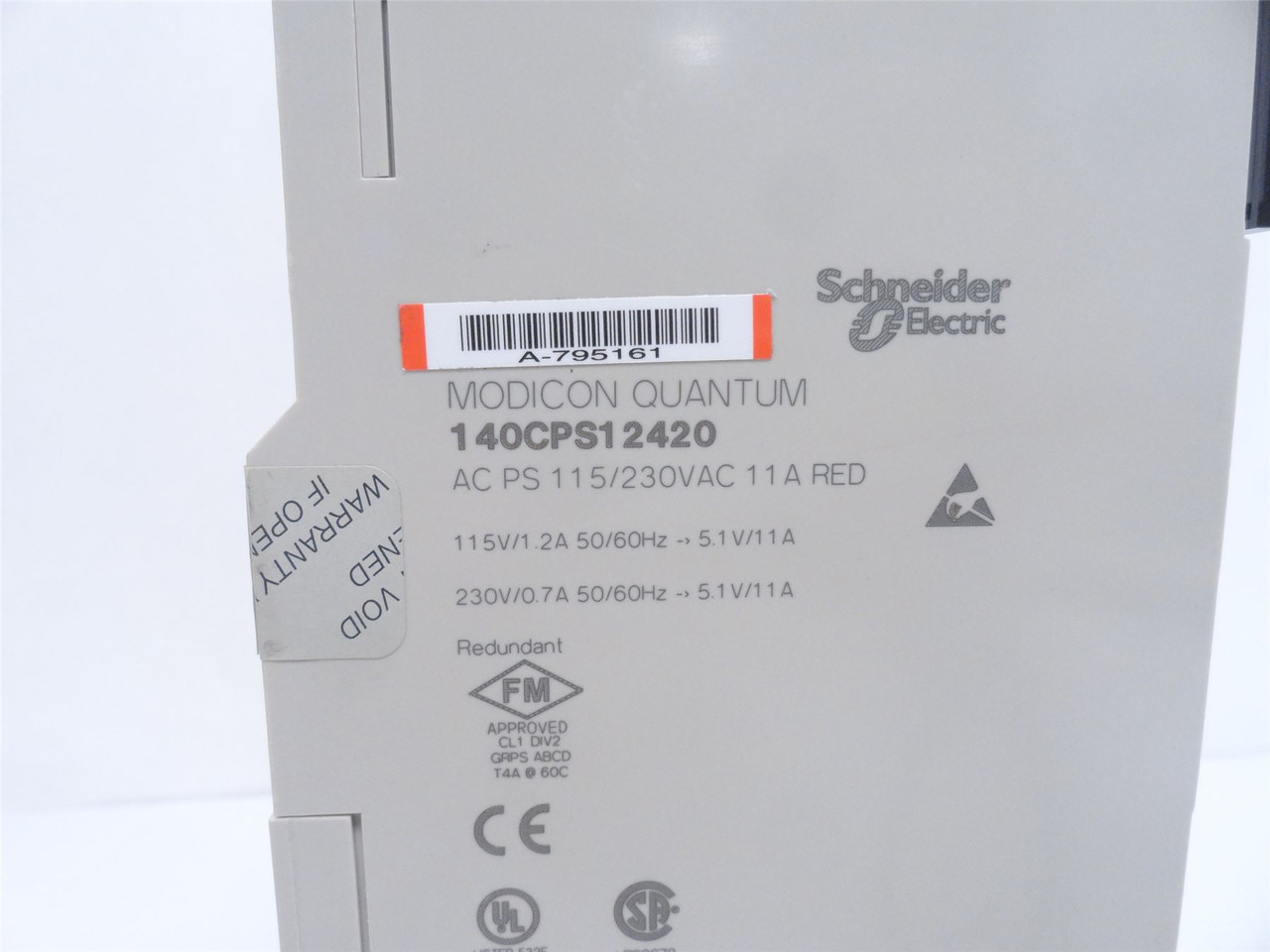 Schneider 140CPS12420; Modicon Quantum Power Supply; 115/230VAC