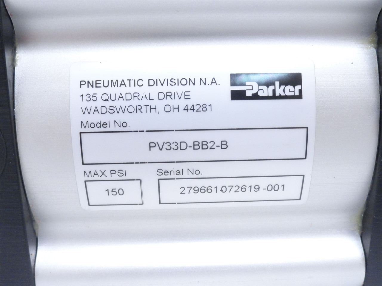 Parker PV33D-BB2-B; Rotary Actuator 280Deg Shaft 3/4"OD