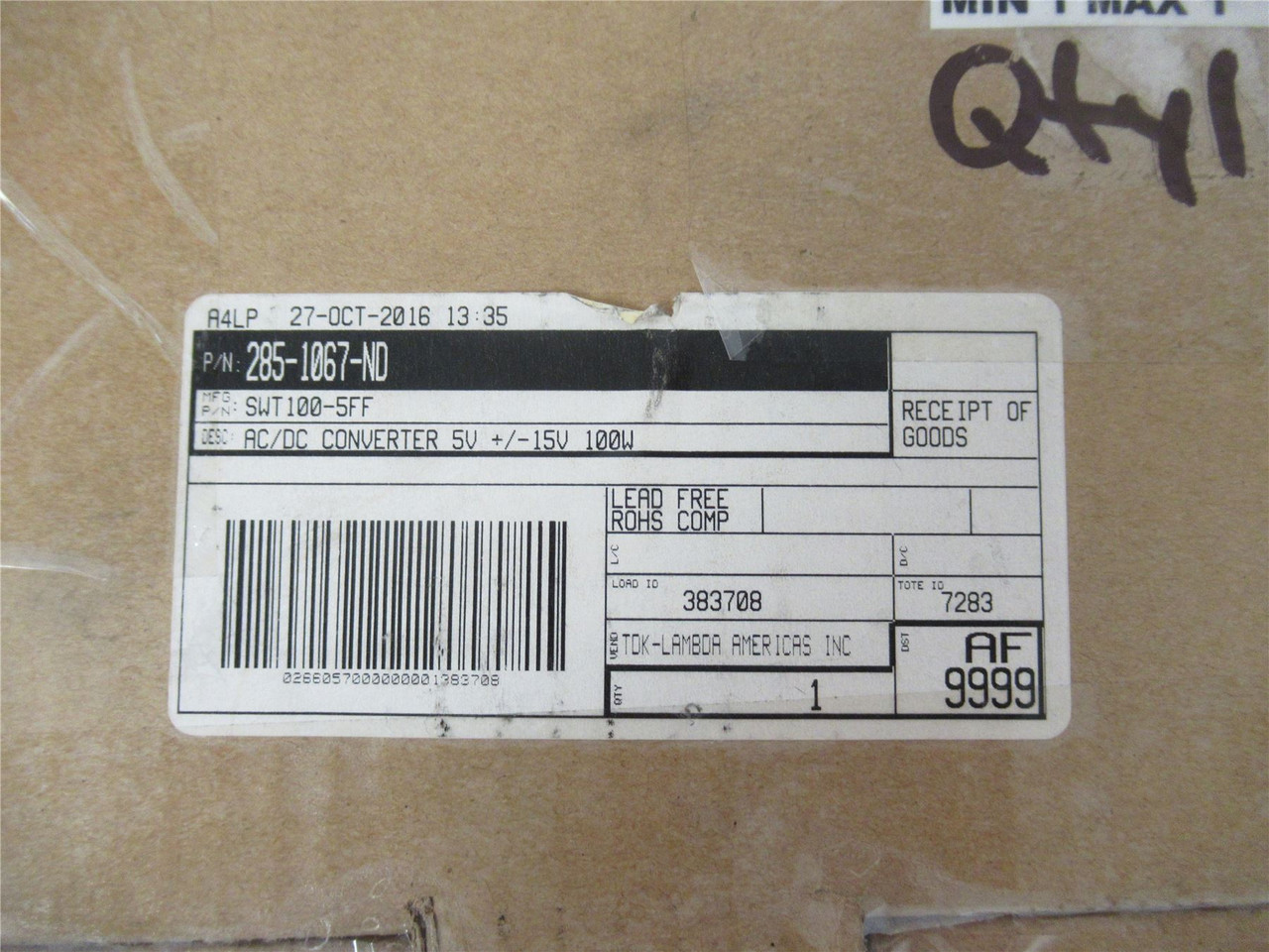 TDK Lambda SWT100-5FF; Power Supply Output 5V +/-15V 100W