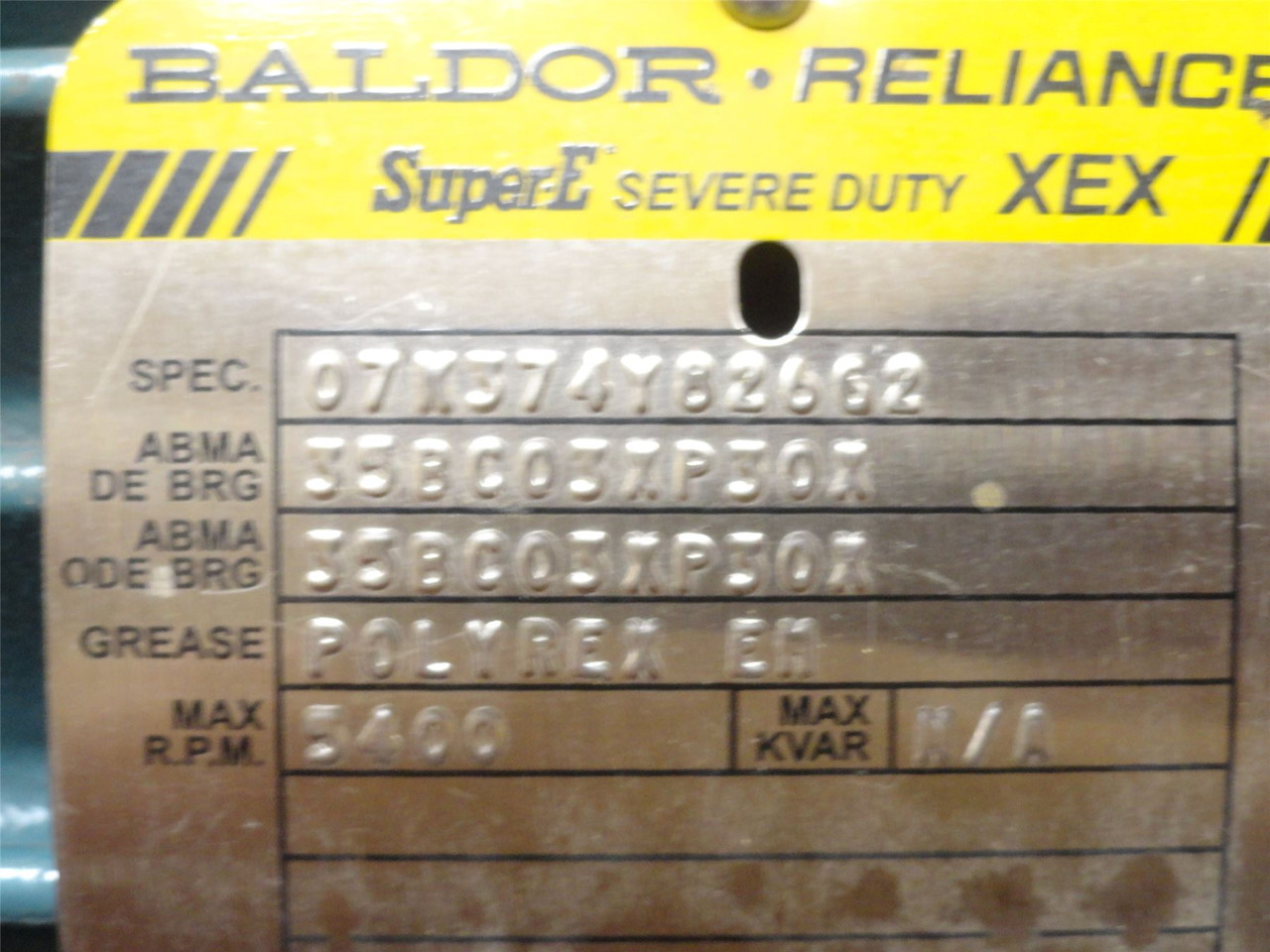 Baldor ECP3771T-4; Severe Duty Motor 10HP 460VAC; 3500RPM