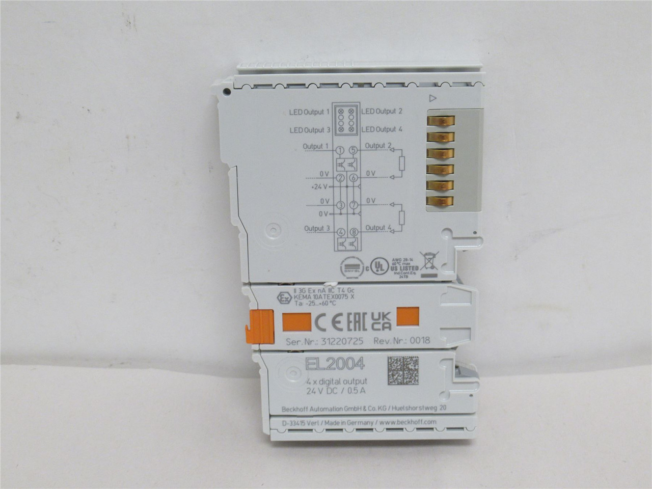 Beckhoff EL2004; EtherCAT Terminal 24VDC; 4 Digital Out; 1/2A