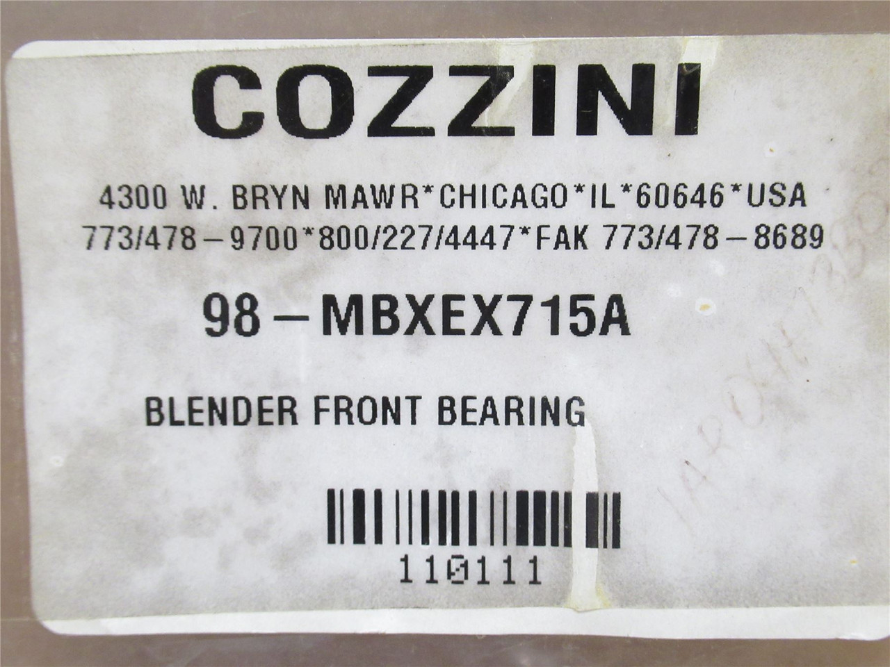 Cozzini 98-MBXEX715A; Blender Front Bearing
