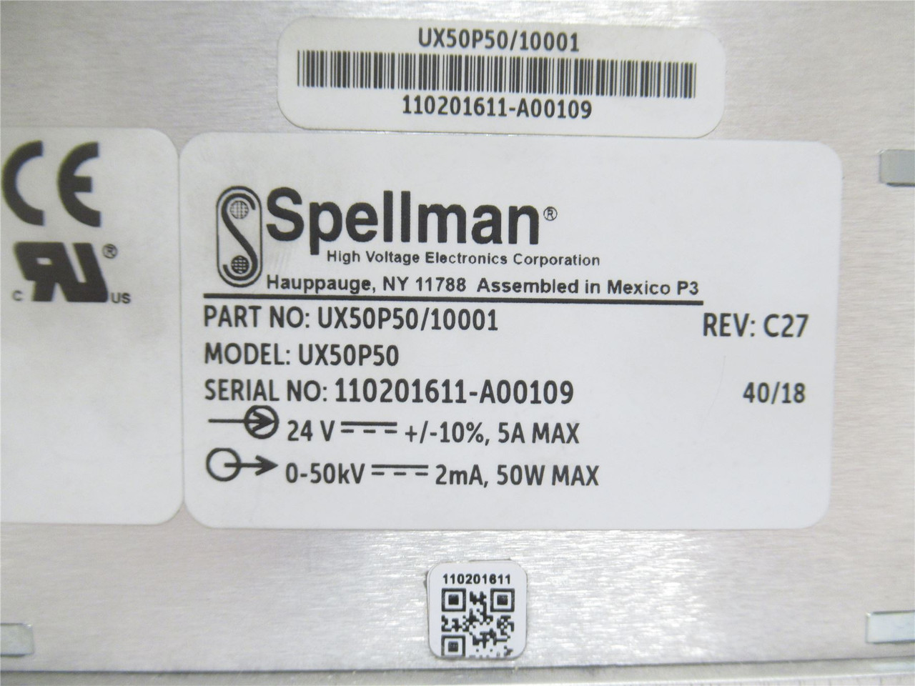 Spellman UX50P50/10001; Power Supply 24V; 5 Amp