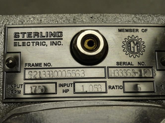 Sterling S2133BQ005563; Worm Speed Reducer 2000RA; 5:1 Ratio