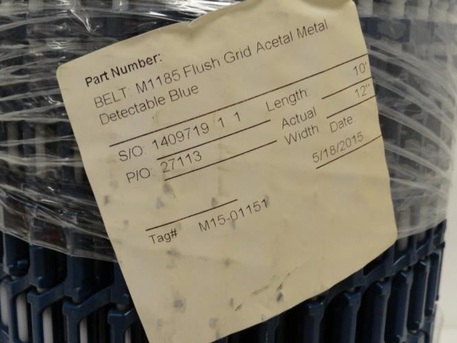 Habasit M1185; Flush Grid Acetal Metal Detectable Belt 10' Long