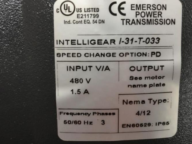 Emerson U13T2BCR; MOTOR With VFD; .33HP; 480V 3-ph
