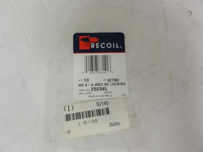 Recoil 25254L; Thread Insert; M2.5 x 0.45x5mm; Pk10