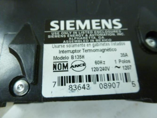 Siemens B135H; Cricuit Breaker; 35 Amp