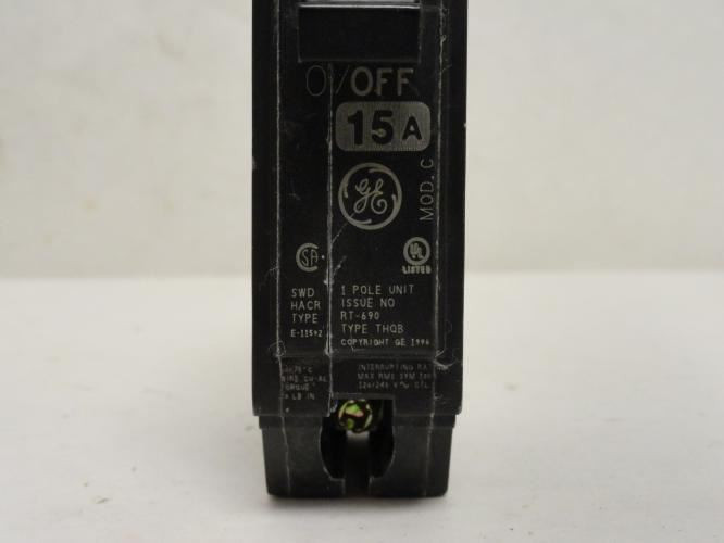 GE THQB115; Bolt On Circuit Breaker; 15A; 1P; 120/240VAC