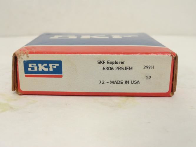 SKF 6306-2RSJEM; Ball Bearing 30mm ID x 72mm OD x 19mm Wide