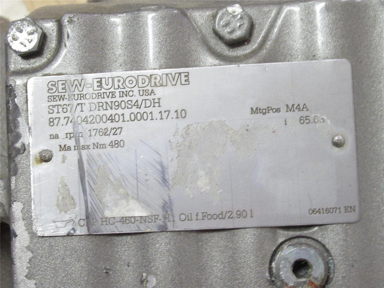 SEW ST67/T DRN90S4/DH; Gear Motor; 1.5HP; 65:1 Ratio; 1.375"ID